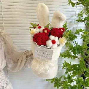 토끼 인형 뜨개 꽃다발 졸업식꽃다발 조명 전구 쇼핑백