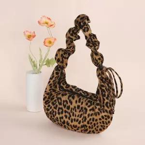 여자 레오파드 호피 호보백 주름 숄더백 휴대폰 사무용 시장 마트