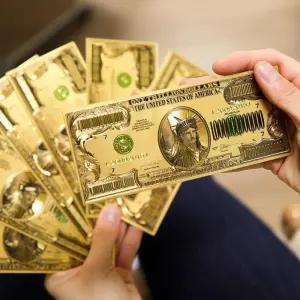 행운 금박 지폐 황금 양면 돈 2달러 수표 천억 1조 달마그림 골드지폐 금지폐