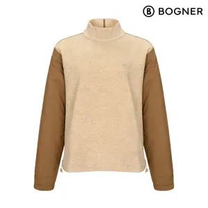 [보그너] 여성 모크넥 우븐 믹스 티셔츠 D_BEIGE