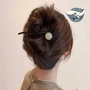 [콩심팥심]세련된 헤어핀 여성용 꽈베기 스타일 헤어장식 긴머리집게핀 꽃핀