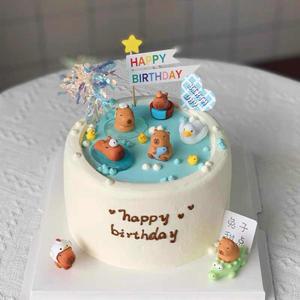 23개 카피바라 케이크 토퍼 세트, 피규어, 생일 파티 용품, 베이비 장식 샤워