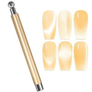 HYWWPFLAY 고양이 눈 자석 네일, 추격하는 가벼운 네일 아트 디자인 도구, 구슬, 더블 헤드 젤 폴란드 자기 DIY 매니큐어 액세서리 - 실버