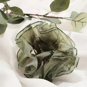 [콩심팥심]쉬폰 레이어드 곱창밴드 그린 헤어끈 올림머리 심플