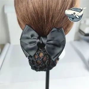 [콩심팥심]편리한 자동핀 리본 머리망 분리형 헤어바인더