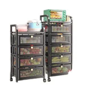 주방 트롤리 이동식 보관 서랍형 식당 야채 진열장 서랍 아크릴 주방수납