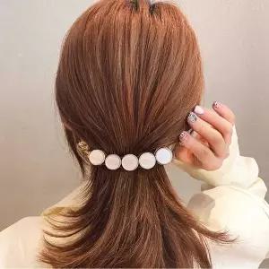 [콩심팥심]여자 반 묶음 포니테일 직장인 자개 바나나 집게 핀