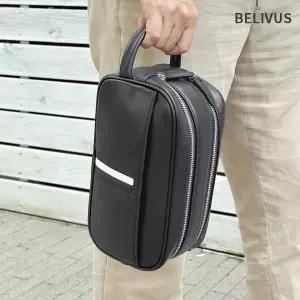 빌리버스 남자 남성 데일리 블랙 소가죽 클러치백 투지퍼 심플 파우치 BJE347