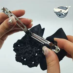 블랙 리본 헤어핀 올림머리 포니테일 스타일링