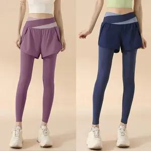 투톤 여성 일체형 레깅스 요가 필라테스 헬스 운동복 반바지 에어로빅