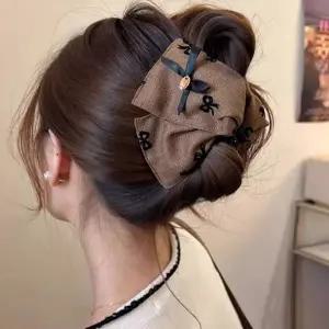 여성 2컬러 패브릭 왕집게핀 올림머리 반묶음 헤어핀