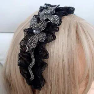 헤어밴드 머리띠 여자 레이스 블랙 고급 나비