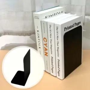 2개 블랙 간이 책 정리 고정 칸막이 북엔드 도서거치 책꽂이 북엔드 북앤드 책꽂이정리함 책장칸막이