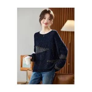 여성 베이직 겨울스웨터 추동 라운드 스팽글 빅사이즈 니트 예쁜 상의 도톰 스포M4