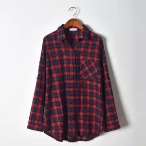 캐롤 체크 롤업 루즈핏 롱남방