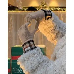 갤러리아 [닥스여성장갑] DCGV5F995CM 카멜 체크배색 울캐시미어 핑거홀 장갑