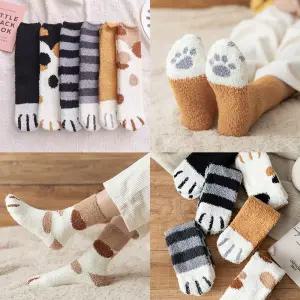 고양이발 수면양말 6종 귀여운 뽀글이양말 SW20001 소프트양말 야옹이발 여자수면양말 극세사양말