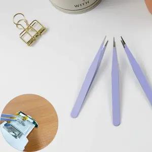 [골드스마일]스테인리스 일자형 수공구 수작업 정말 핀셋 보라 1P