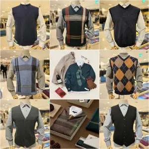 닥스 남성 조끼 25년 F/W 울100 블루 [신사양말증정] 빅체크 브이넥 니트 25 W1SWVE103-B1