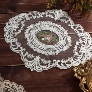 장미 꽃 타원 3color/레이스 깔개 인테리어 장식용 테이블 덮개 러너 커버 받침 식탁 데코 매트 협탁