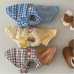 /마전동상회 강아지 패딩 하네스 패딩조끼 체크 겨울옷 후리스