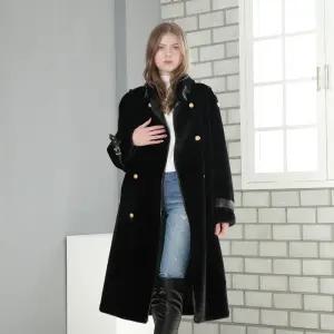 37FAUX FUR테일드카라블랙밍크코트