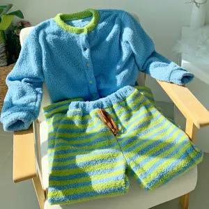 몽글솜사탕잠옷 상하세트 스트라이프 가디건 파자마