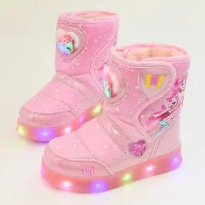 [보리보리/레비스풋]하츄핑 정품 베리하트 방한 키즈 주니어 털 여아 LED 겨울부츠