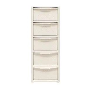 [보네드] 플라스틱 라탄 5단 슬림형 다용도 수납 서랍장