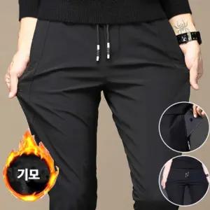 팬츠 남자 스판 검정 겨울 코디 밴딩 아빠 바지 기모