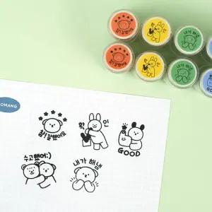 꼬망 핑크풋 데일리스탬프 5개세트 도장 칭찬 스템프 선생님 검사 캐릭터 스티커 교사 용