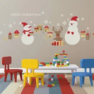 (스노우맨 커밍) 포인트 스티커/벽장식/매장/유치원/사무실/펜션/크리스마스/유리창/겨울/카페/데코/창문