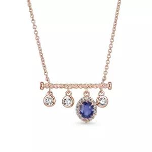 14k 로프 벨리 천연석 목걸이(랩 다이아몬드)_사파이어