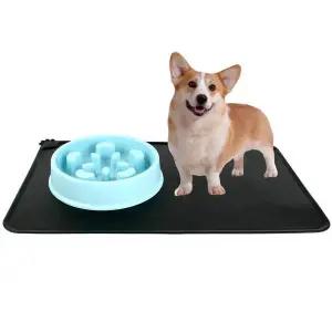 식기 블랙 미끌림방지 고양이 매트 강아지