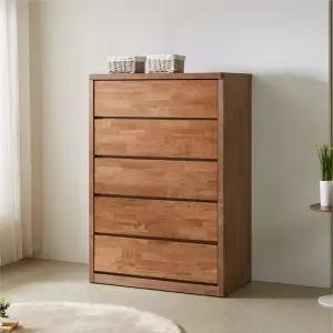 라온드 5단 초대형 고무나무원목 광폭서랍장