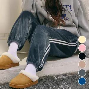 여성 울트라 조거 수면 바지 따뜻한 극세사 밍크 여자 겨울 잠옷