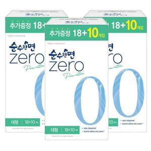 깨끗한나라 순수한면 제로 생리대 대형(18+10P)x3팩