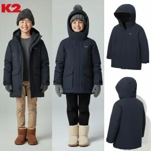[백화점 출고] K2 패딩 남아 여아 키즈 씬에어 아난타 에코 잉크 블루 생활방수 후드 숏 점퍼 자켓