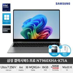 삼성전자 갤럭시북5 프로 NT960XHA-K71A (NVMe 1TB) 인텔Ultra7 ARC 16인치 AI Win11홈 +파우치/마우스