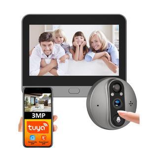3MP 스마트 라이프 1080P WiFi 도어 벨 눈 틈 구멍 카메라 5000mAh 배터리 PIR 동작 탐지기 IR Alexa 홈 디지털 뷰어