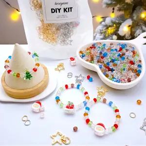 대용량 크리스마스 얼음구슬 팔찌&키링 30세트 만들기 키트 비즈 공예 DIY 재료 악세사리 열쇠고리 부자재