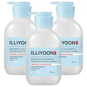 일리윤 세라마이드 샤워필수템 바디각질 아토 6.0 탑투토 바디워시 무향 500ml 3개