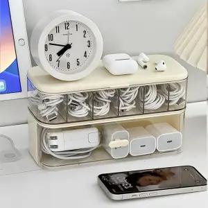 리빙공감 2단 다용도 아크릴 이어폰 USB 케이블 정리함 리빙공감 2단 다용도