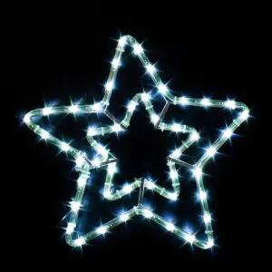 크리스마스 트리 LED 논네온 이중별 장식 백색 40cm (무점멸)