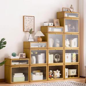 대나무 원목 다용도 수납장 적층형 인테리어 원목색 대형