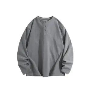 남성 트렌디 아이템 긴팔티 라운드넥 가을겨울 헨리넥 기모 티셔츠 극심 캐주얼 긴팔 힛템