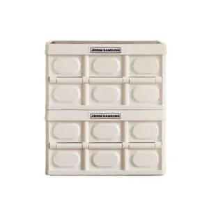 진심감성 폴딩 캠핑 리빙 박스 수납 56L 크림베이지X2 BNS