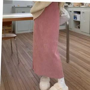 h스커트 코듀로이 소재 일자핏 허리밴딩 뒷트임 겨울 롱스커트