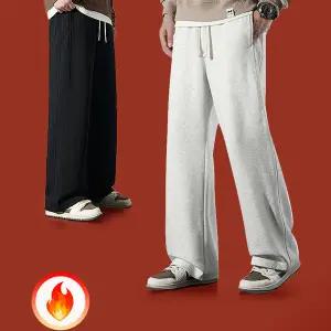 남자 기모 바지 오버핏 트레이닝 밴딩 남자 와이드 팬츠 겨울 트레이닝복 츄리닝 하의