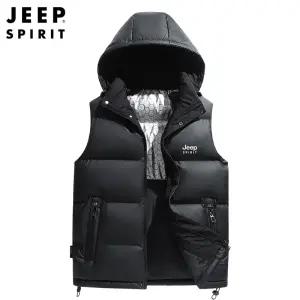 JEEP SPIRIT 남성 후드 하이넥 패딩조끼 가을 겨울 두꺼운 보온 조끼